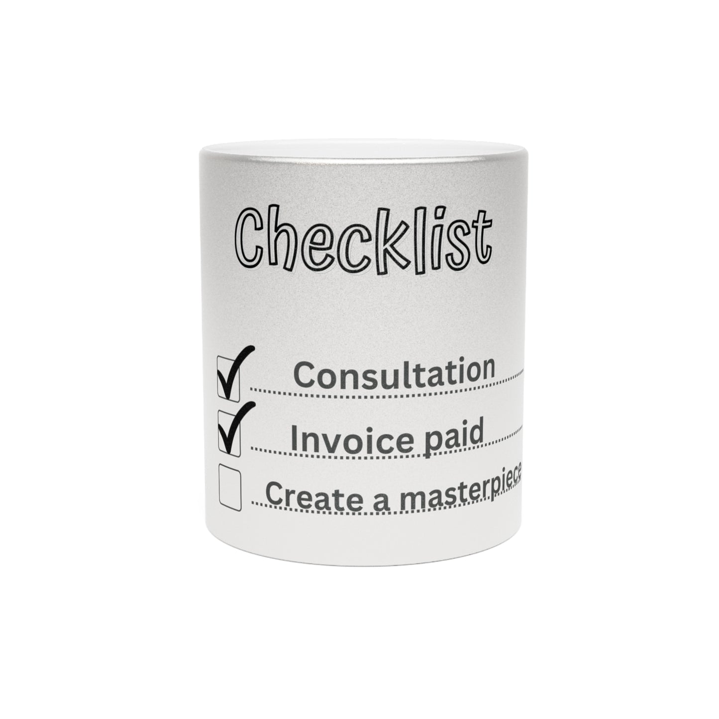 "Checklist" Metallic Mug (Silver\Gold)